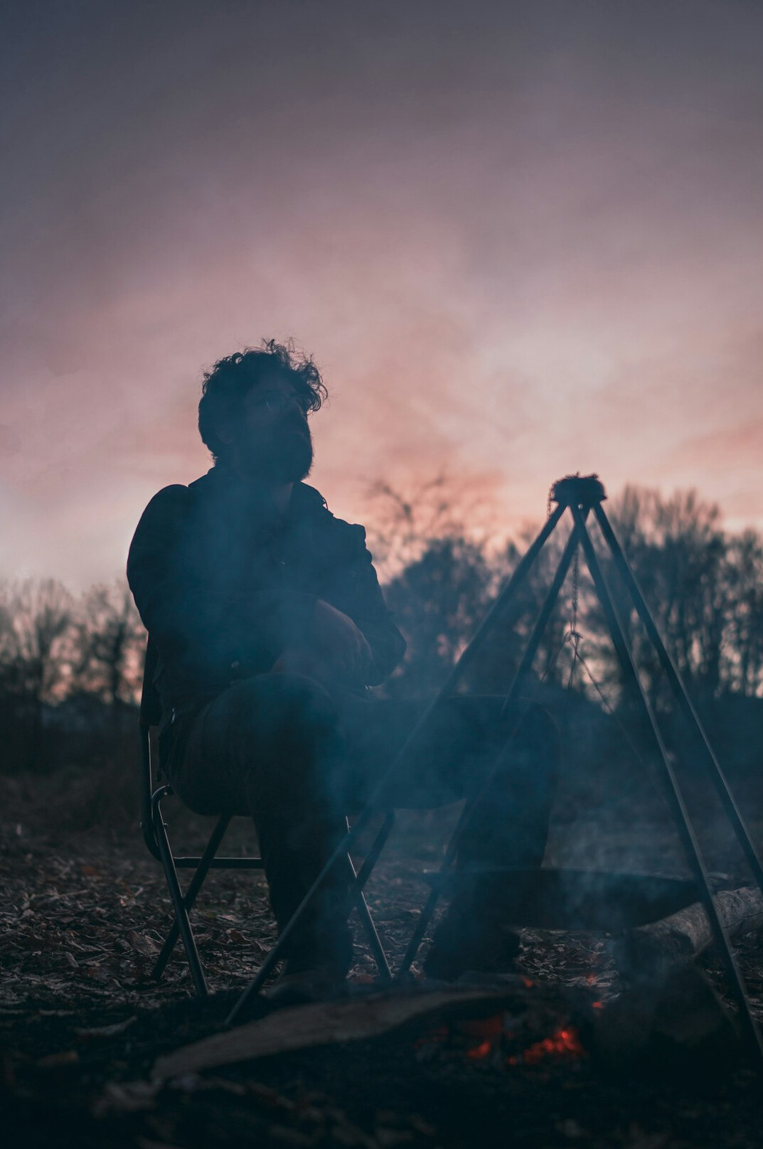 person relaxing in nature