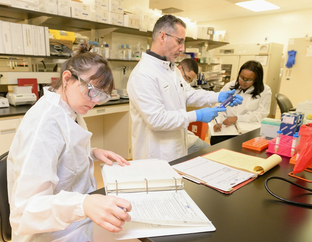 research team analyzing data