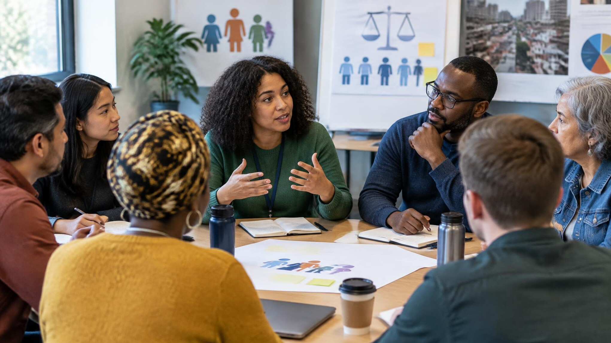 diverse group in community meeting
