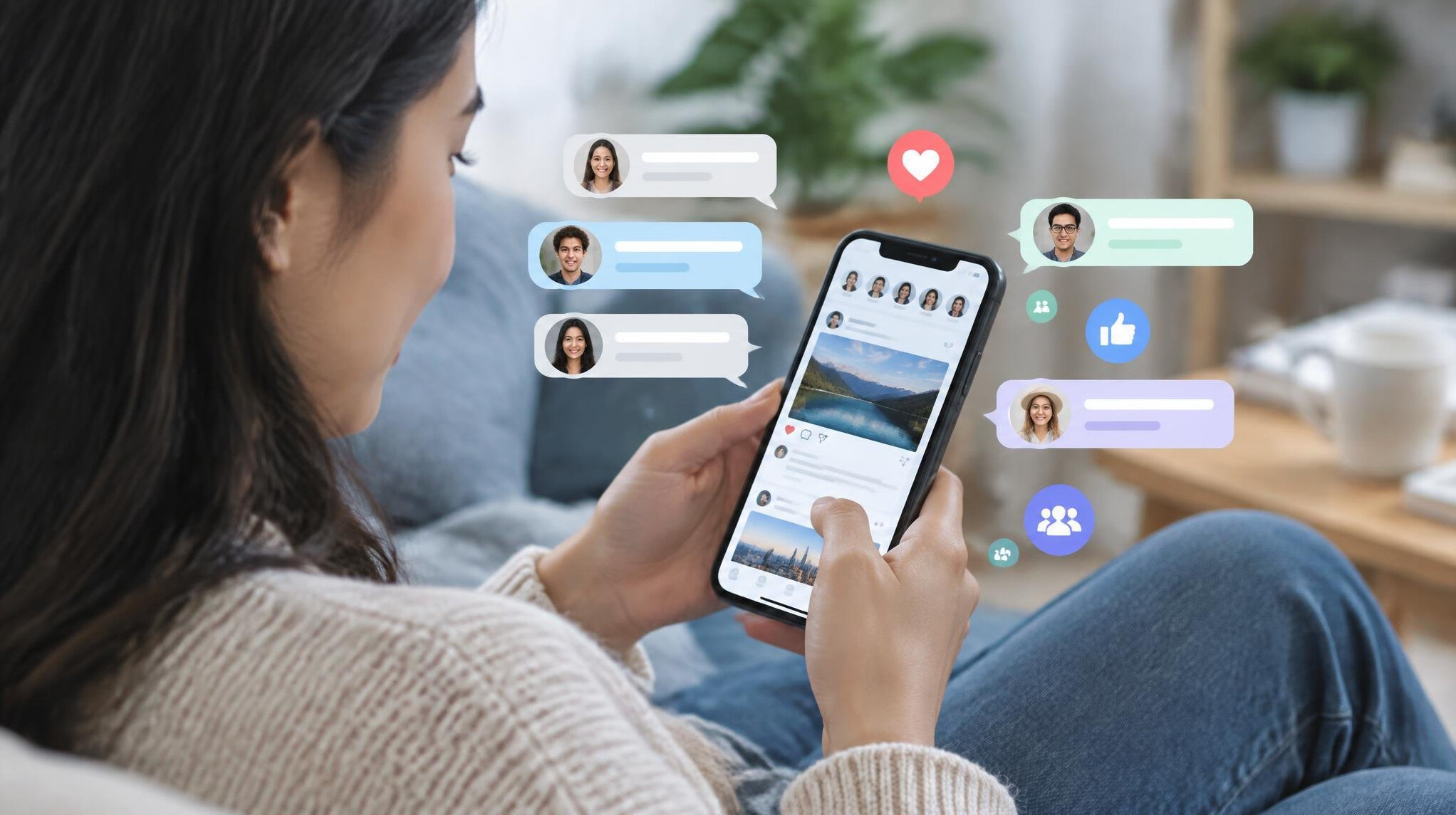 person scrolling on smartphone